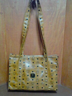 Vintage MCM Visetos Cognac Brown Signature Tote Bag